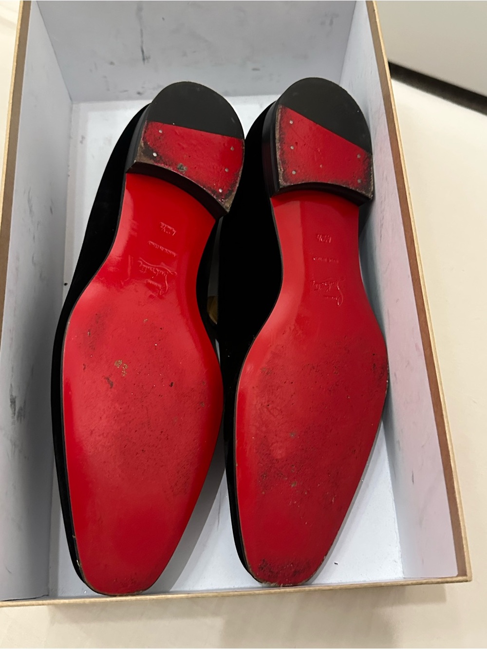 Christian Louboutin Black Suede Slip-On Loafers - Picture 3 of 5